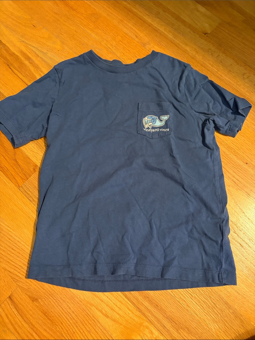 Vineyard Vines Navy Short Sleeve Pocket Tee with Whale Patch, 7 LAX